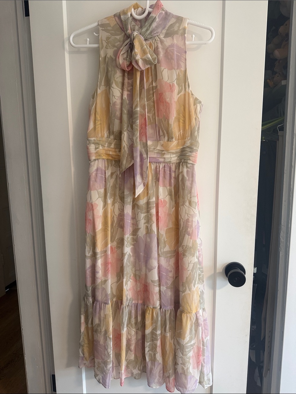 Lauren Ralph Lauren Pastel Floral Tie-Bow Midi Dress